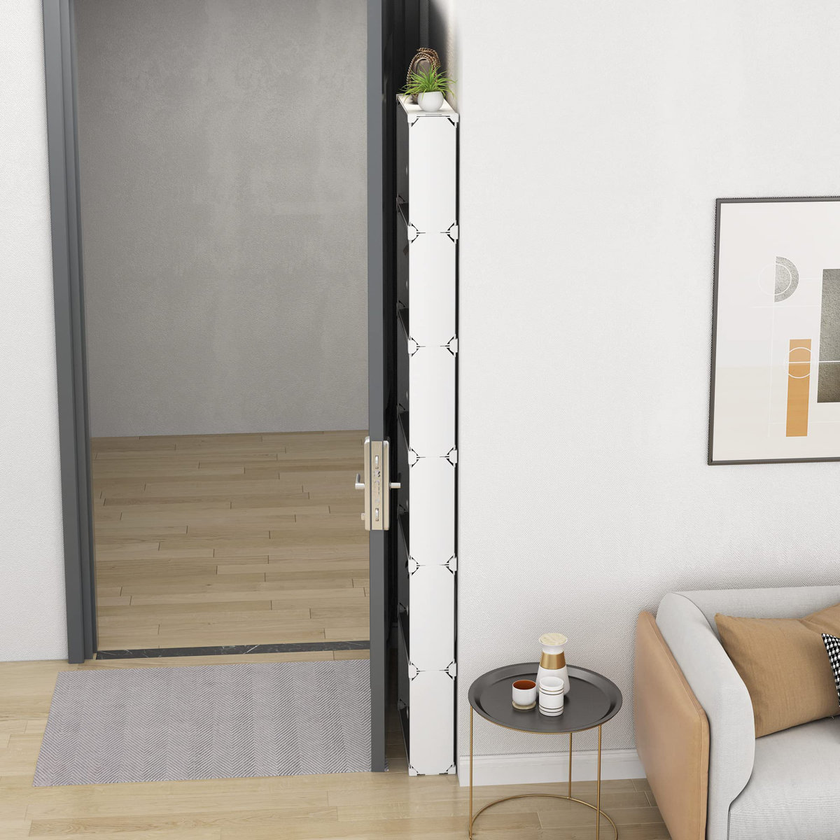 Rebrilliant 6-Tier Slim Shoe Storage,Narrow Closet Shoe Rack,Hidden ...